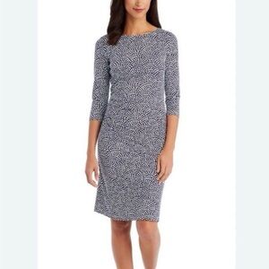 J. McLaughlin Navy and White Long Sleeve Dress
